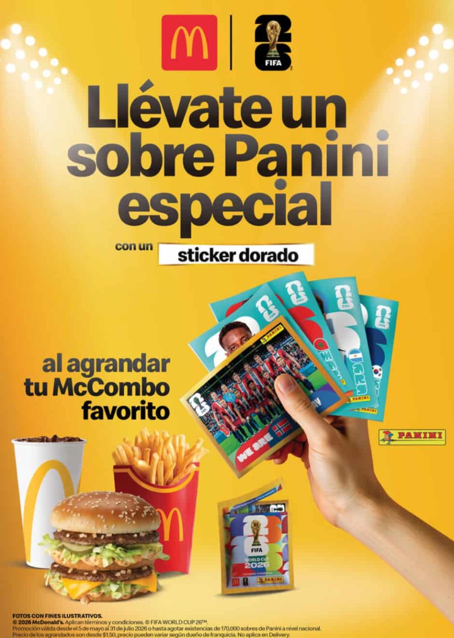 McDonald&rsquo;s lanza men&uacute; tem&aacute;tico por el Mundial 2026 y suma sobres Panini en Panam&aacute;
