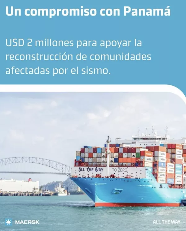 Maersk: “Un compromiso con Panamá”, USD 2 millones para la reconstrucción de comunidades afectadas por el sismo
